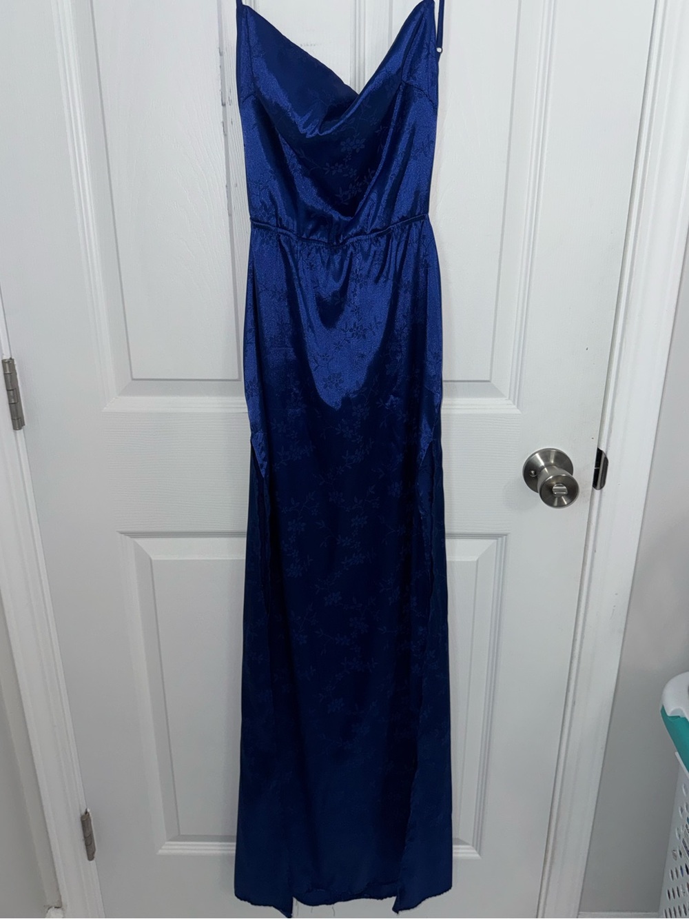 Lucy in the Sky Satin Maxi Dress in Royal Blue